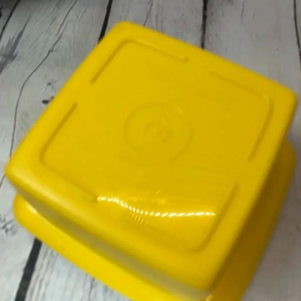 Vintage Tupperware jam dish with seal yellow storage kitchen